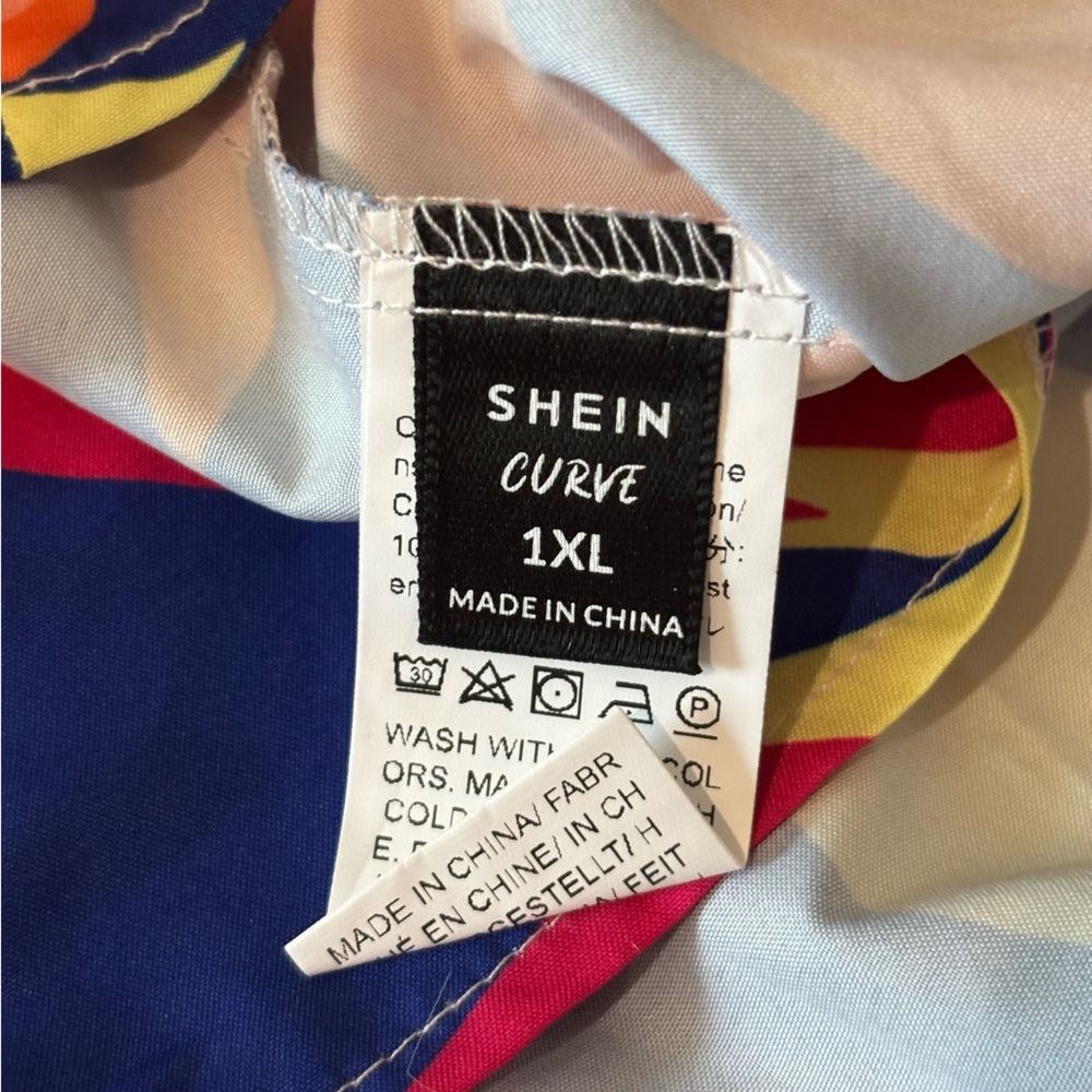 SHEIN Navy Halter Mini Dress with Orange, Pink & Yellow Floral Print - Picture 5 of 12